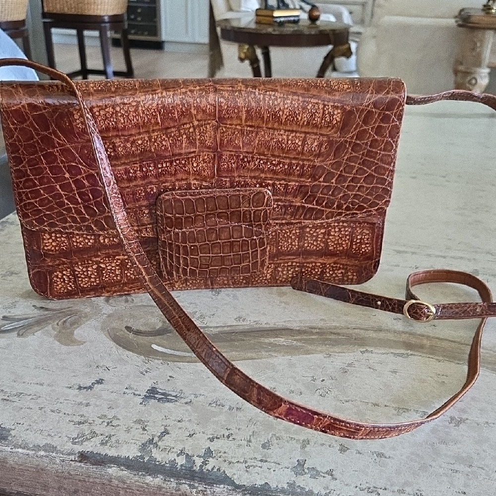 Maxima Genuine Crocodile Exterior & Italian Leather Interior Bag NWOT
